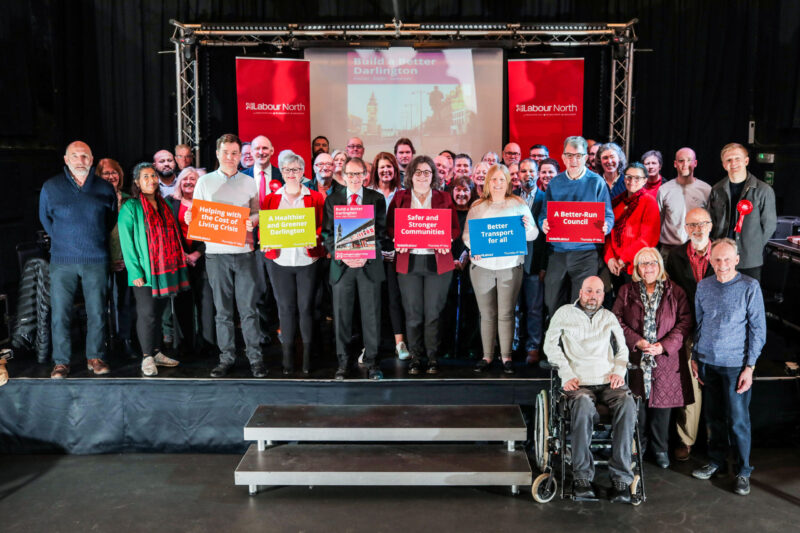 Group photo of Darlington Labour members at the 2023 Local Election Manifesto launch.